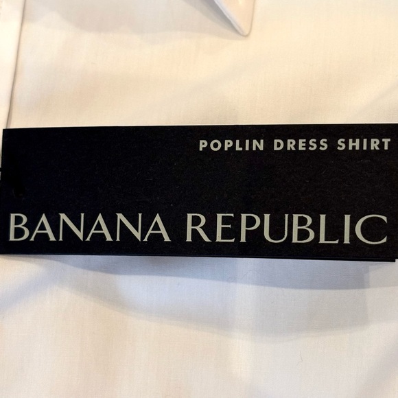 Banana Republic NWT Tailored Slim Fit Poplin Dress Shirt White Button-Down Large - Picture 10 of 16